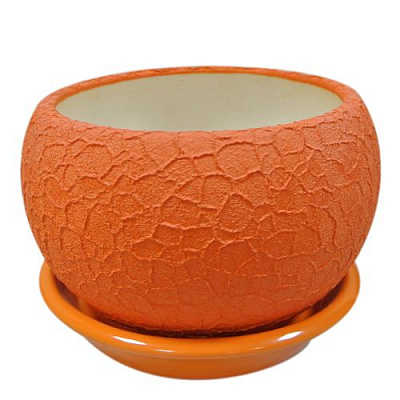 Горщик керамічний Оріана-Запоріжкераміка Куля шовк круглий 9л помаранчевий
