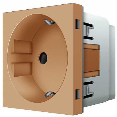 Механизм розетки бытовая с заземлением Livolo C7 IP20 золотой VL-C7-C1EU-13