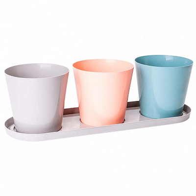 Набір пластик Городик на підвіконні (3 шт.) круглий мікс 1,8 л Алеана (127086)