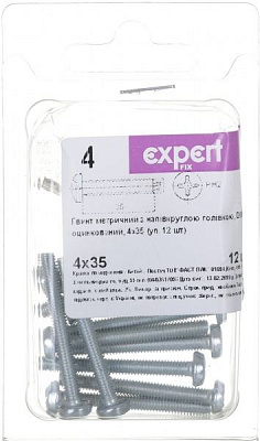 Винт метрический ЦБ DIN7985 4x35 мм 12 шт. Expert Fix