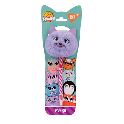 Ручка шариковая YES Fluffy Friends кисуня Элли 