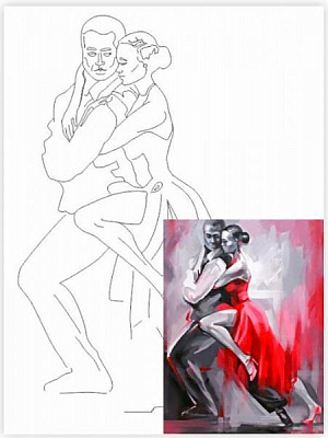 Холст на картоне с контуром Танго Rosa Start 