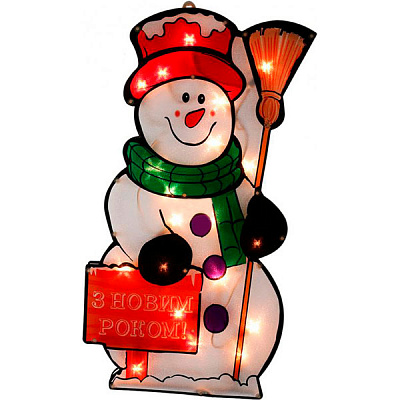 Декорація настінна LED Сніговик 20 ламп 42 см