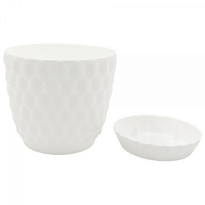 Горщик пластиковий Alyaplastik PINECONE NO:1, 11,5х11,5х10,5 см круглий 0,75 л білий