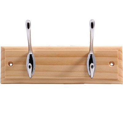 Вешалка  Larvij на планке сосна 220x70 мм 2 крючка хром