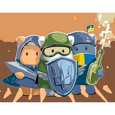 Набір, техніка акриловий живопис за номерами Пухнастики Вартові 35х45 см Rosa Start