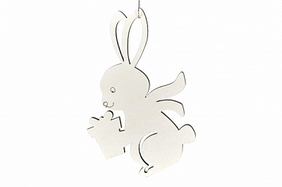 Подвеска деревянная Кролик №1 8 см белый 1784