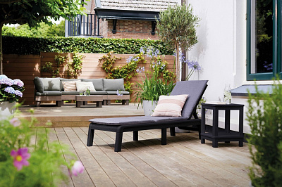 Шезлонг раскладной Keter Mallorca графит с матрасом 58x187,5 см графит