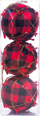 Набор елочных шаров с ягодками красно-черный 80 мм 3 шт./уп.