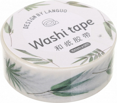 Скотч декоративный Green leaves 15х5 мм