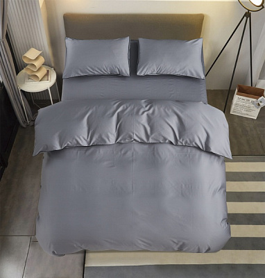 Комплект постільної білизни Solid сімейний темно-сірий La Nuit