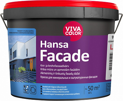 Краска cиликономодифицированная водоэмульсионная Vivacolor Hansa Fasade, база LА глубокий мат белый 9л