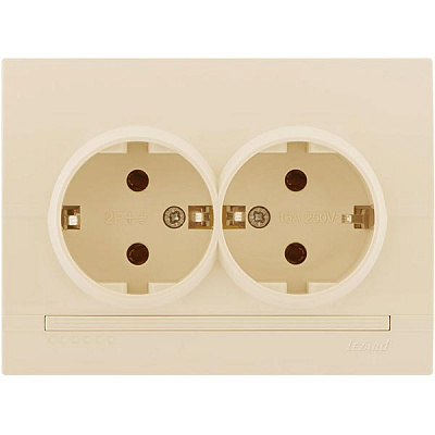 Розетка двойная с заземлением Lezard Deriy 16 А 250 В без шторок кремовый 702-0303-127