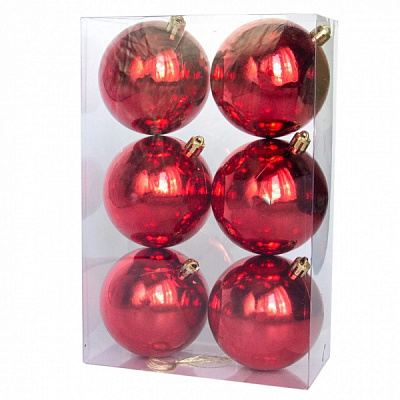 Набор шаров 6 шт., 8х16х24см, 250324 красный