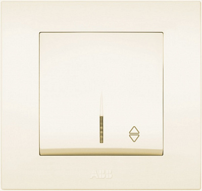 Вимикач прохідний одноклавішний ABB Cosmo з підсвіткою 10 А кремовий 619-010300-210