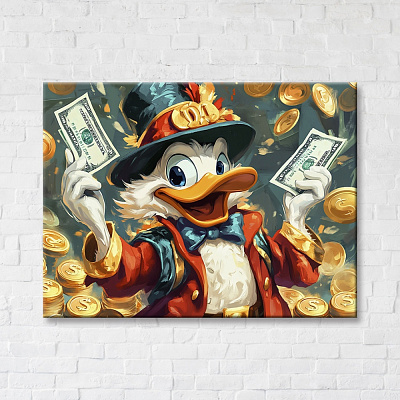 Картина на холсте Денежный Скрудж МакДак 75x100 см Brushme FNK0122027