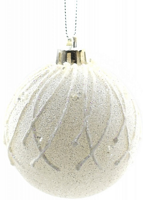 Куля новорічна Іскра 80 мм білий 6629