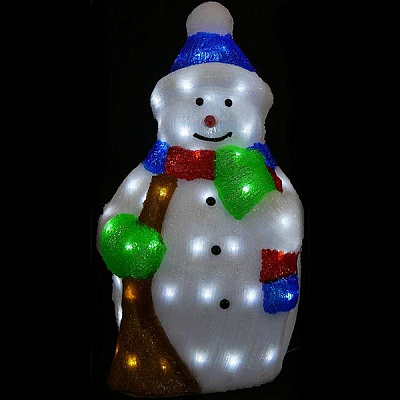 Светодиодная фигура литая Снеговик с веником 80 LED
