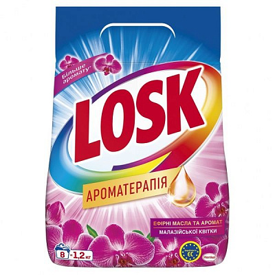 Порошок для машинной стирки Losk Ароматерапия Аромат малайзийских цветов 1,2 кг 