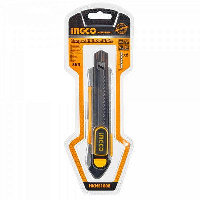 Ніж сегментний INGCO 18 мм алюмінієвий INDUSTRIAL HKNS1808