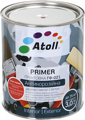 Ґрунтовка Atoll антикорозійна ГФ-021 чорний мат 2,8кг