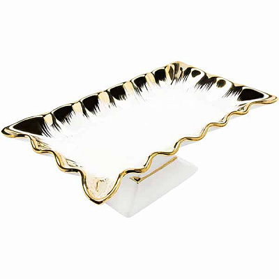 Блюдо на ніжці золоте 27x16.5x11.5 см