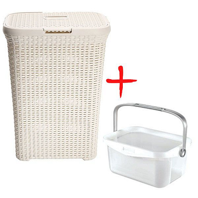 Кошик для білизни Curver Rattan Style 40 л кремовий + відро для порошку 3 л