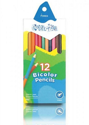 Карандаши цветные Colorite 12 шт. 24 цвета 1110-12CB Marco