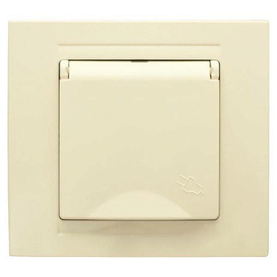 Розетка із заземленням Gunsan Moderna без шторок з кришкою кремовий