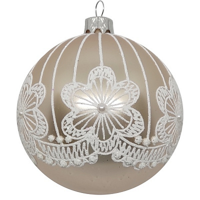 Шар новогодний 9710-4 80 мм бежевый