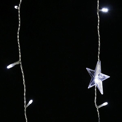 Электрогирлянда-штора внешняя встроенный светодиод (LED) 240 ламп 3,45м белая Сосульки и звезды 