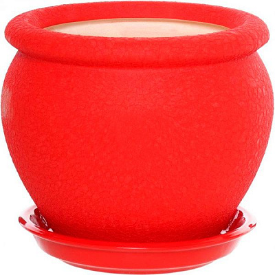 Горщик керамічний Оріана-Запоріжкераміка В'єтнам №4 шовк круглий 1,5л червоний (011-4-047)