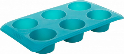Форма для кексів Magic Ring Хвиляста 30х19х4, 1 см 6 шт бірюза Flamberg Smart Kitchen