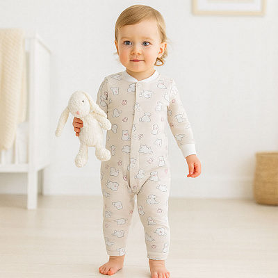 Комбинезон унисекс Blanka Котики р.68-74 бежевый 110902