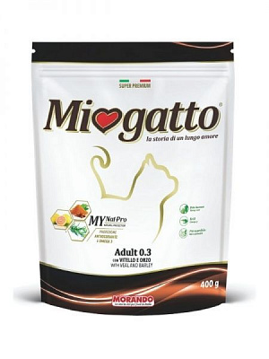 Корм Morando MioGatto Adult with Veal and Barley для дорослих котів, з телятиною і ячменем 400 г