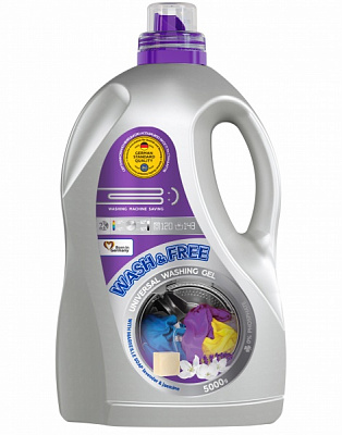 Гель для машинной и ручной стирки Wash&Free Универсальный_Жасмин и лаванда с марсельским мылом 5 кг 