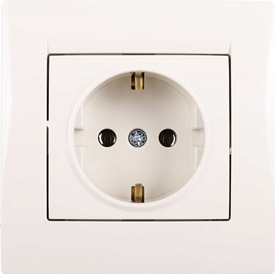 Розетка із заземленням UP! (Underprice) One Plus без шторок крем 706-0303-122B