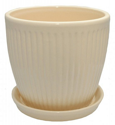 Горщик керамічний Вертикаль преміум круглий 2л бежевий