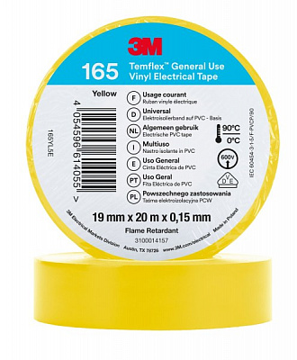Изолента ЗМ Temflex полиэтилен 165 (19мм х 20м) YW