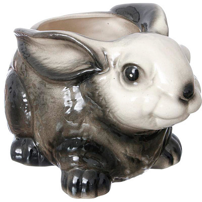 Кашпо декоративне Заєць СР 15 см фігурний 1,6л біло-сірий