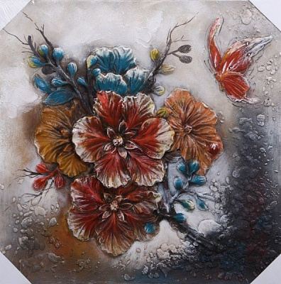 Картина Цветы оранжевые 80x80 см 