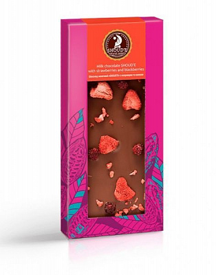 Молочний шоколад з полуницею і ожиною 100 г