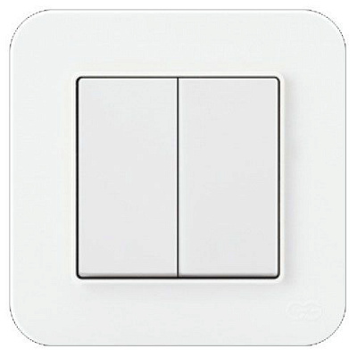 Вимикач двоклавішний Gunsan RADIUS без підсвітки 10 А 250В білий 01 37 93 00 100 103