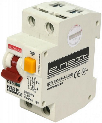 Дифференциальный автомат  E.next (e.industrial.elcb.2.30.С25) 2р С 25 А 30 мА 10 кА i0230005