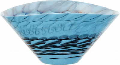 Фруктовница Yalos Murano BELUS 18 см бирюзовая с черными нитями и перламутровым эффектом 