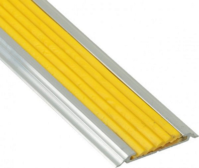 Поріжок алюмінієвий 17А ЦР Лугалпроф антиковзка вставка 4,8x46x1800 мм жовтий