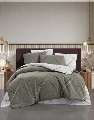 Комплект постельного белья Reflection 2 mocha белый с серым Begenal 