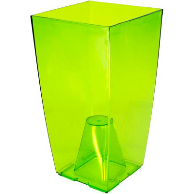 Кашпо пластикове Lamela Фінезія квадратний 3,1л салатовий/прозорий (377)