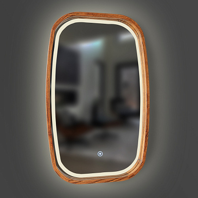 Зеркало со встроенной подсветкой Luxury Wood New Art SLIM LED ясень темный 600х900 мм