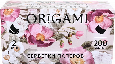 Салфетки в коробке Origami Horeca косметические 2 слоя дизайн в ассортименте 200 шт.